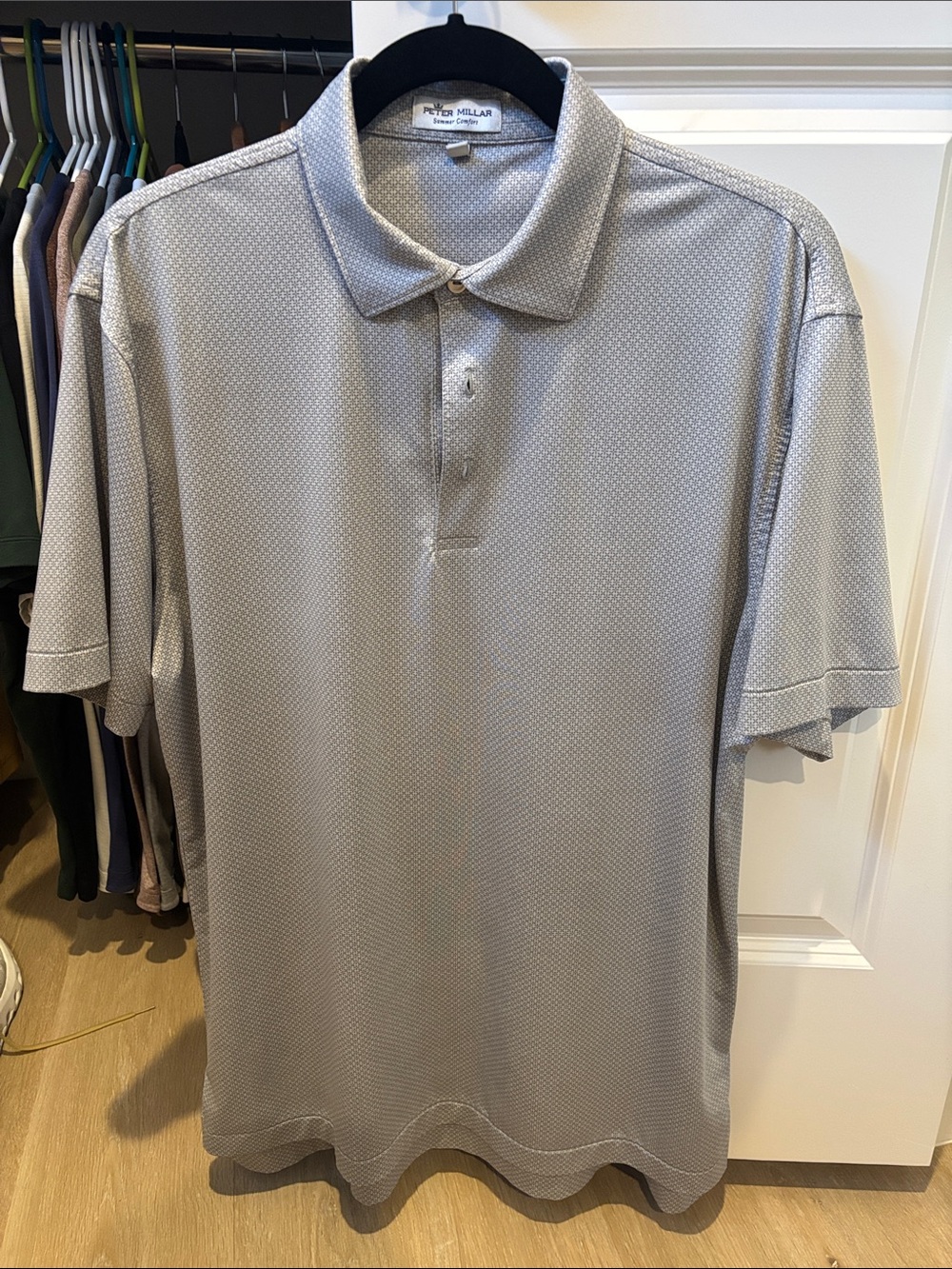 Peter Millar Light Gray Micro-Pattern summer comfort polo